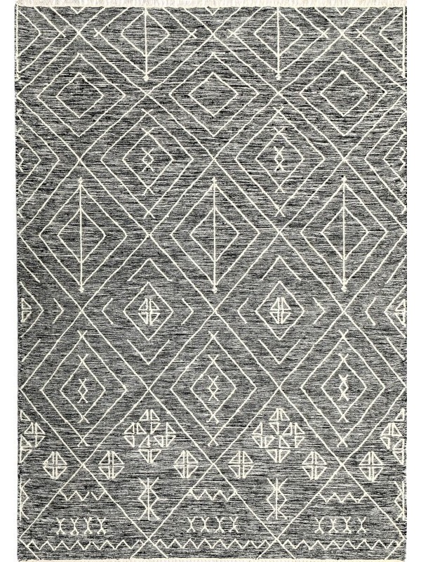 Tappeto Kilim Berberi Bianco Nero 160x230 cm